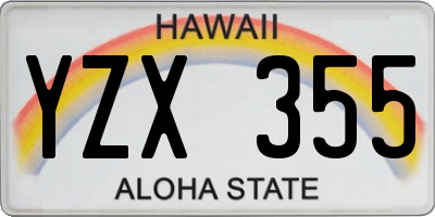 HI license plate YZX355