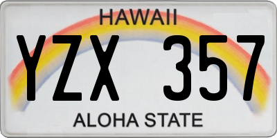 HI license plate YZX357