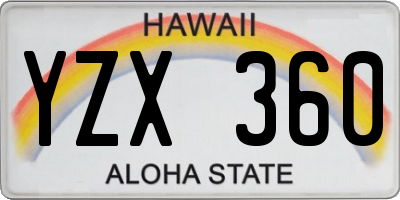 HI license plate YZX360