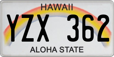 HI license plate YZX362