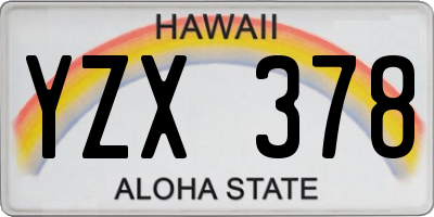 HI license plate YZX378