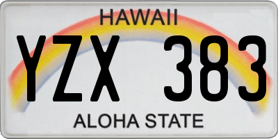 HI license plate YZX383