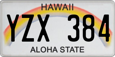 HI license plate YZX384