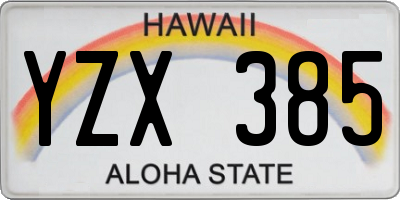HI license plate YZX385