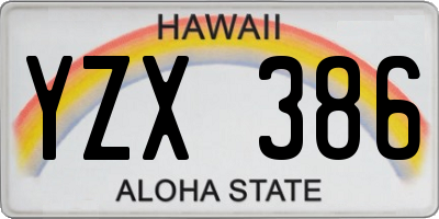 HI license plate YZX386