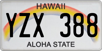HI license plate YZX388