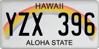 HI license plate YZX396