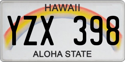 HI license plate YZX398