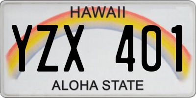 HI license plate YZX401
