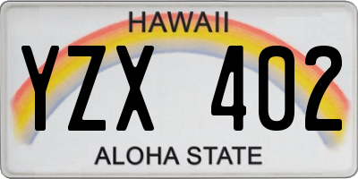 HI license plate YZX402