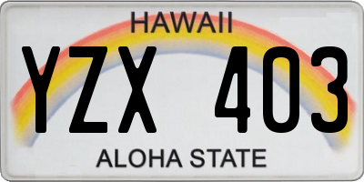 HI license plate YZX403