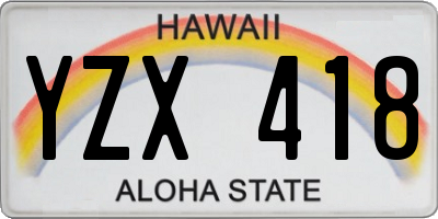 HI license plate YZX418