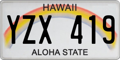 HI license plate YZX419