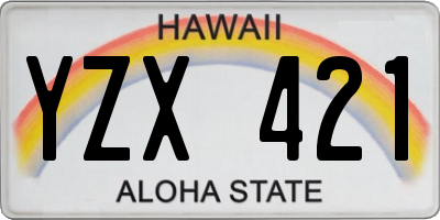 HI license plate YZX421