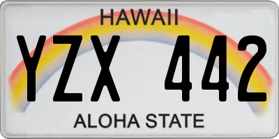 HI license plate YZX442
