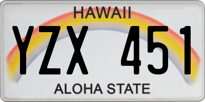 HI license plate YZX451