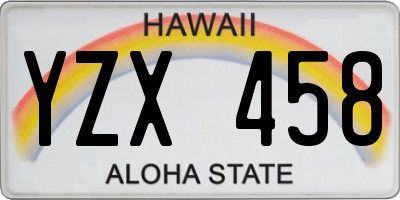 HI license plate YZX458