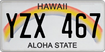 HI license plate YZX467