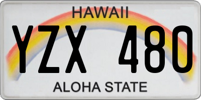 HI license plate YZX480