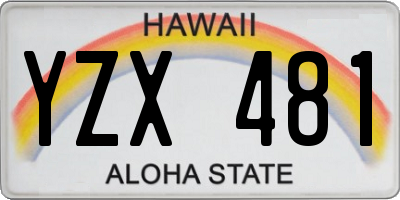 HI license plate YZX481
