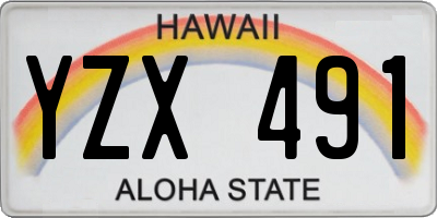 HI license plate YZX491