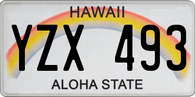HI license plate YZX493