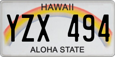 HI license plate YZX494