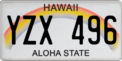 HI license plate YZX496