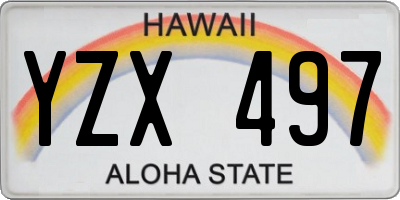 HI license plate YZX497