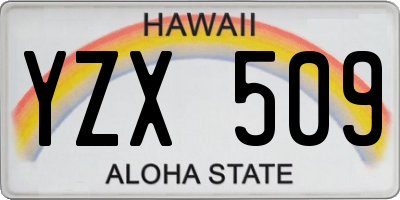 HI license plate YZX509