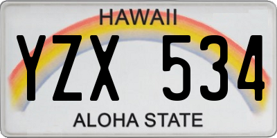 HI license plate YZX534