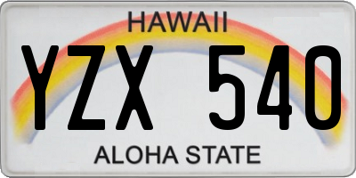 HI license plate YZX540