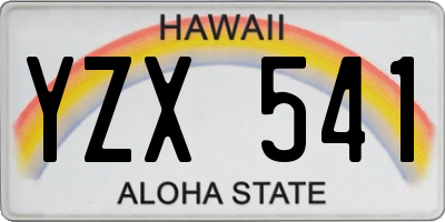 HI license plate YZX541