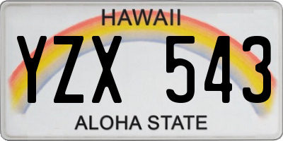 HI license plate YZX543