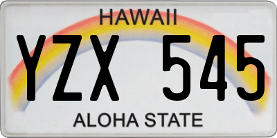 HI license plate YZX545