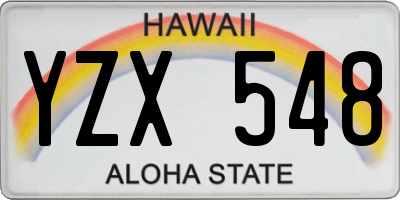 HI license plate YZX548