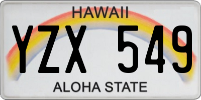 HI license plate YZX549