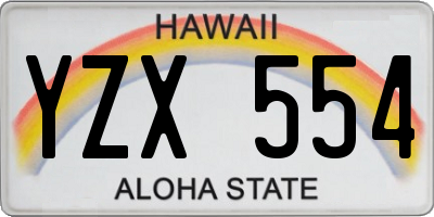 HI license plate YZX554