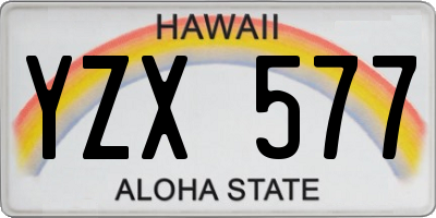 HI license plate YZX577