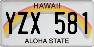 HI license plate YZX581