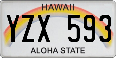 HI license plate YZX593