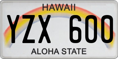 HI license plate YZX600
