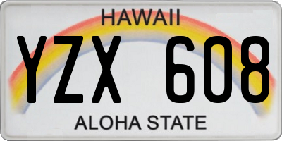 HI license plate YZX608