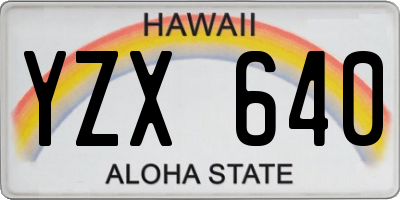 HI license plate YZX640