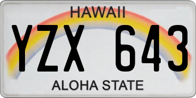 HI license plate YZX643