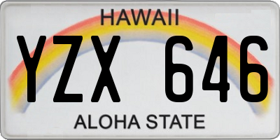 HI license plate YZX646