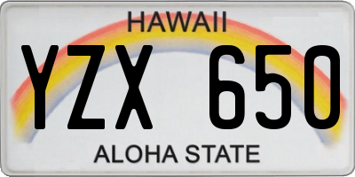 HI license plate YZX650