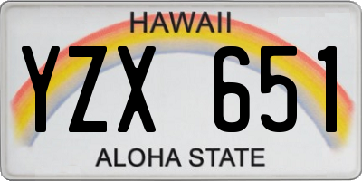 HI license plate YZX651