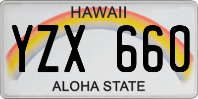 HI license plate YZX660