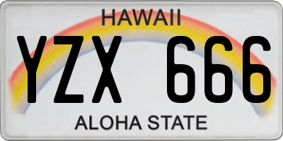 HI license plate YZX666